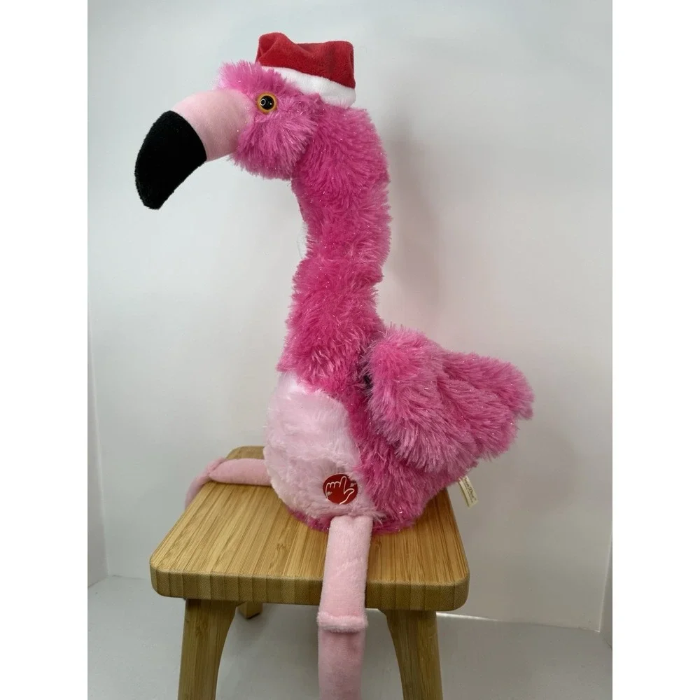 Dan Dee Singing Flamingo Macarena Christmas Animated Santa Hat Plush WORKS Video